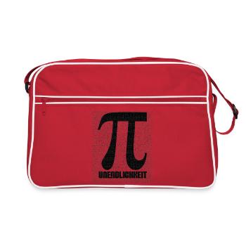Pi Zeichen aus Zahlenmuster - Retro Tasche - Rot/Weiß - Vorne