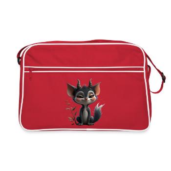 Chat Gobelin de la Forêt, avec des Cornes - Sac Retro - rouge/blanc - Devant