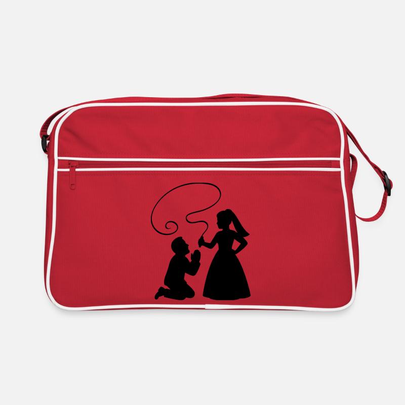 Brautpaar Ehepaar Peitsche - Retro Tasche - Rot/Weiß