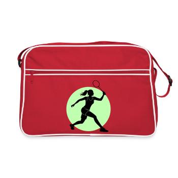 Badminton Spielerin Vorhand - Retro Tasche - Rot/Weiß - Vorne