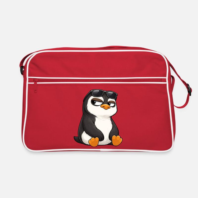 Coole Cartoon Pinguin mit Sonnenbrille skeptisch Retro Tasche