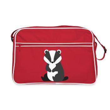 Süßer sitzender dachs minimalistischen Stil - Retro Tasche - Rot/Weiß - Vorne