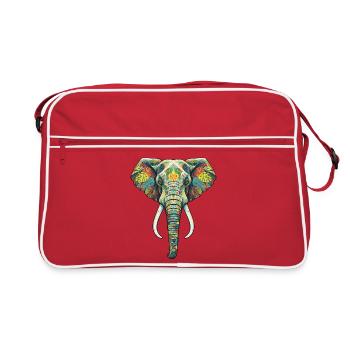 Bunte Blumenelefant - Retro Tasche - Rot/Weiß - Vorne