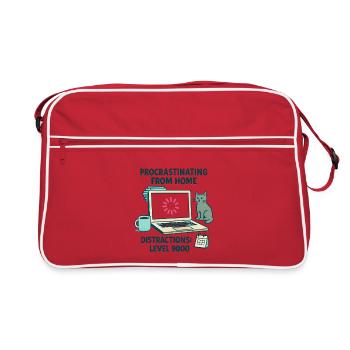 Humor Procrastination Telecommuting Chat and Coffee - Retro Bag - red/white - Front
