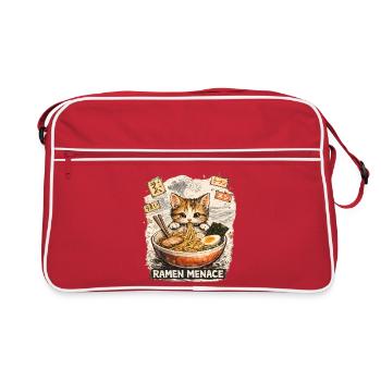 Ramen Katze - Retro Tasche - Rot/Weiß - Vorne