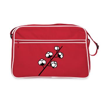 Baumwolle Zweig Pflanze - Retro Tasche - Rot/Weiß - Vorne
