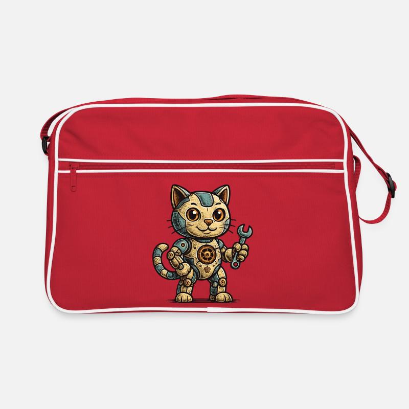 Steampunk-Katze Schrauberheld Retro Tasche