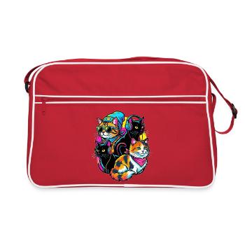 Quatuor de DJs Neon Cats - Sac Retro - rouge/blanc - Devant