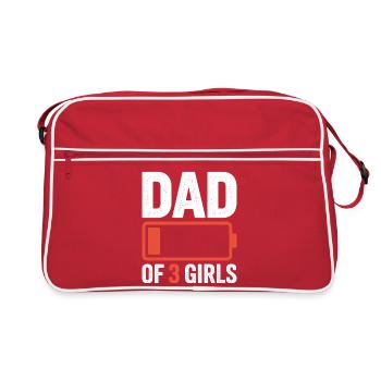 Icône de piles Papa de 3 filles - Sac Retro - rouge/blanc - Devant
