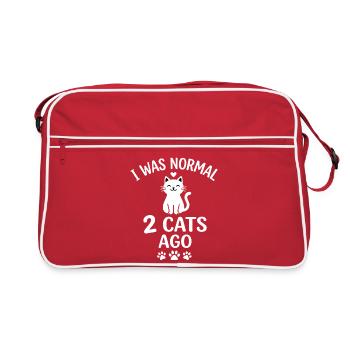 Two Cats Ago Funny Cat Quote - Retro Bag - red/white - Front