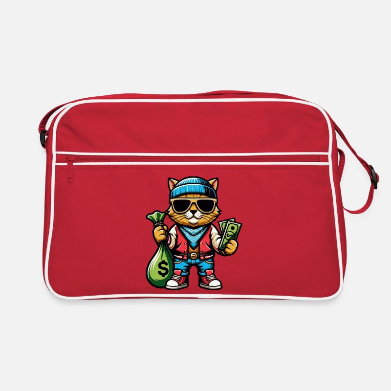 Le chat adore l’argent et les lunettes de soleil Sac Retro