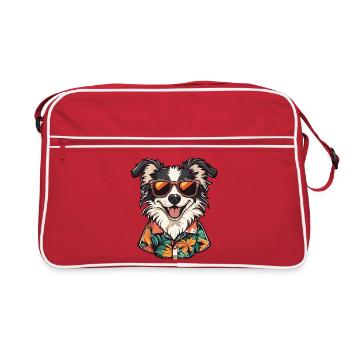 Vacances de bandes dessinées Border Collie Dog - Sac Retro - rouge/blanc - Devant