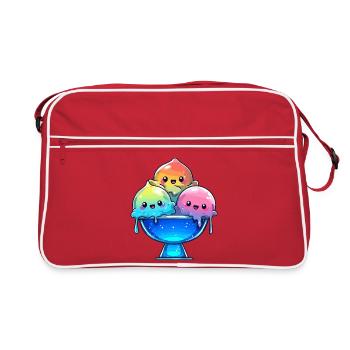 Regenbogen Eis-Trio in Schale - Retro Bag - red/white - Front
