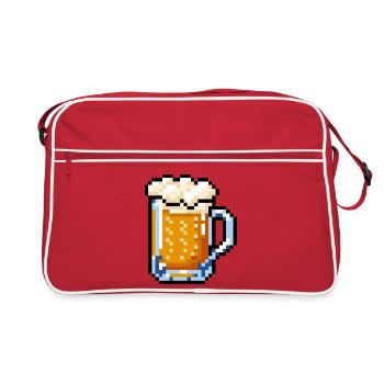 Beer Glass Pixel Art – Retro Beer Design - Retro Bag - red/white - Front