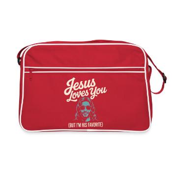T-shirt préféré de Jesus Loves You - Sac Retro - rouge/blanc - Devant
