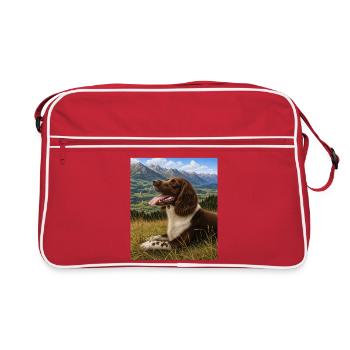 Portrait du chien de paysage de montagne - Sac Retro - rouge/blanc - Devant