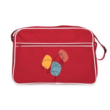 Lineart rooster with colour background - Retro Bag - red/white - Front
