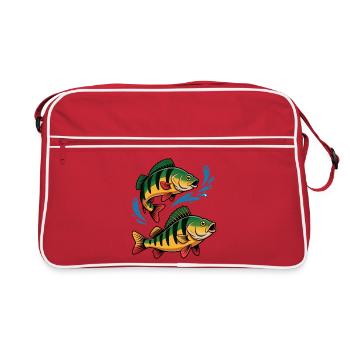 Barsch Angeln - Retro Tasche - Rot/Weiß - Vorne