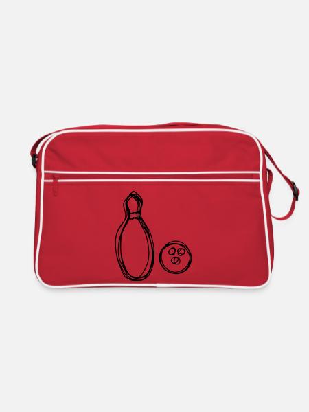 Kegel handgezeichnet - Retro Tasche - Rot/Weiß
