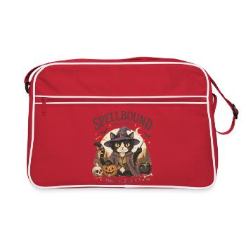 Verzauberte Katzenhexe - Retro Tasche - Rot/Weiß - Vorne