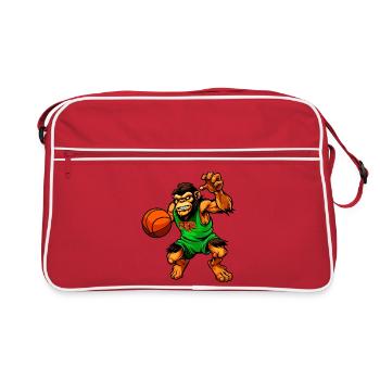 Schimpansen Basketballerin / Basketball Affe - Retro Tasche - Rot/Weiß - Vorne