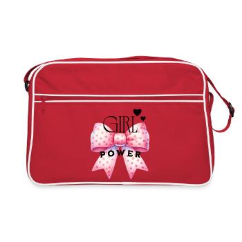 Girl Power - Schleife - Retro Tasche - Rot/Weiß - Vorne