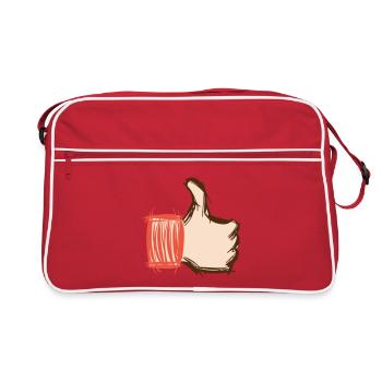 Pouce levé, pouce baissé, emoji dessiné à la main - Sac Retro - rouge/blanc - Devant