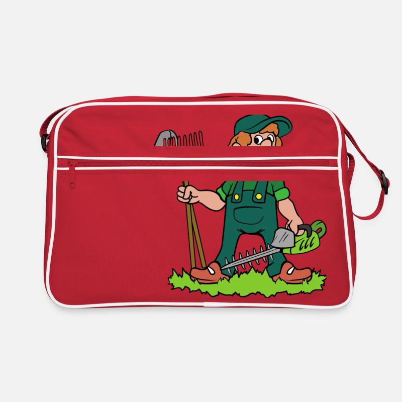 Gärtner mit Heckenschere Retro Tasche