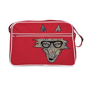 Hipster Wolf - Retro Bag - red/white - Front