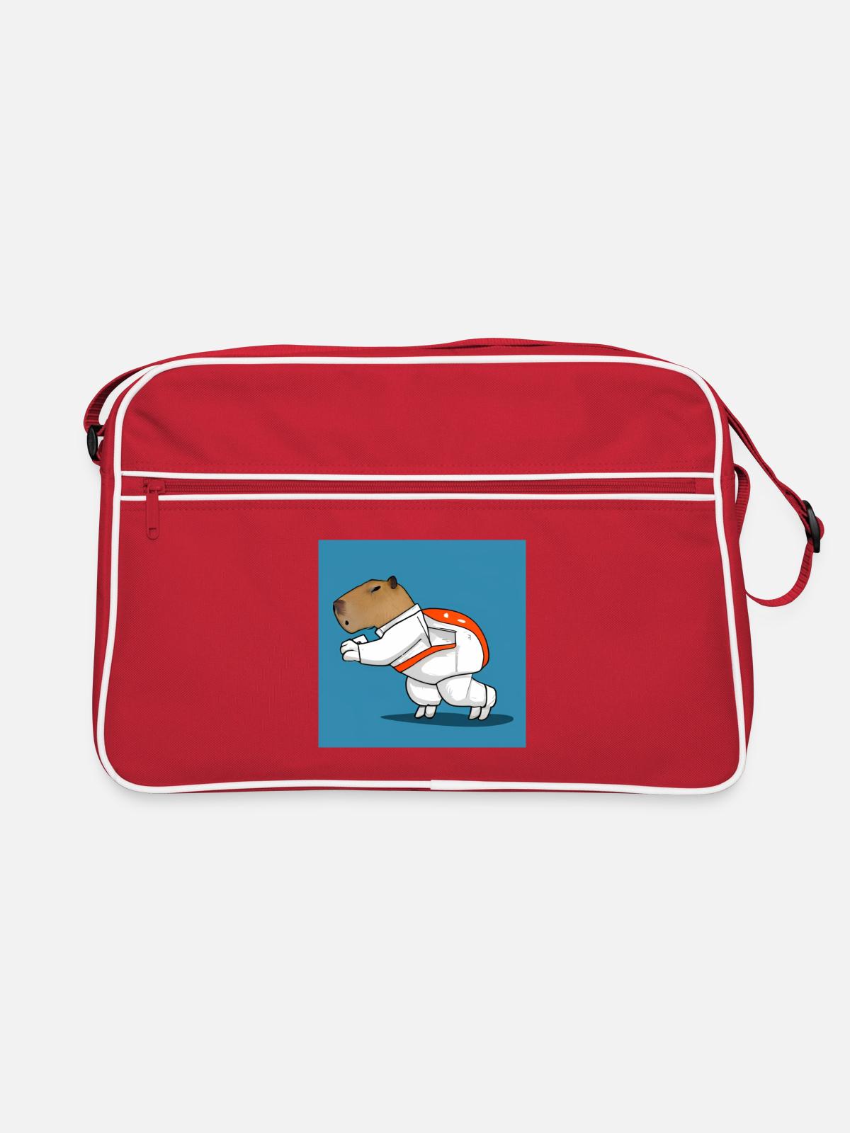 Capybara astronaut - Retro Bag - red/white - Front