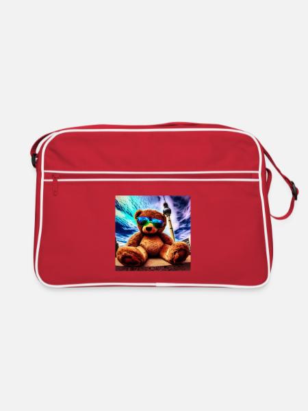 Teddy in Berlin II - Retro Tasche - Rot/Weiß - Vorne