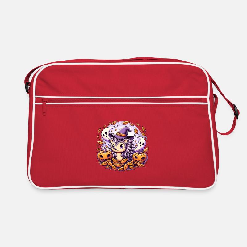 Igel Halloween Geister - Retro Tasche - Rot/Weiß