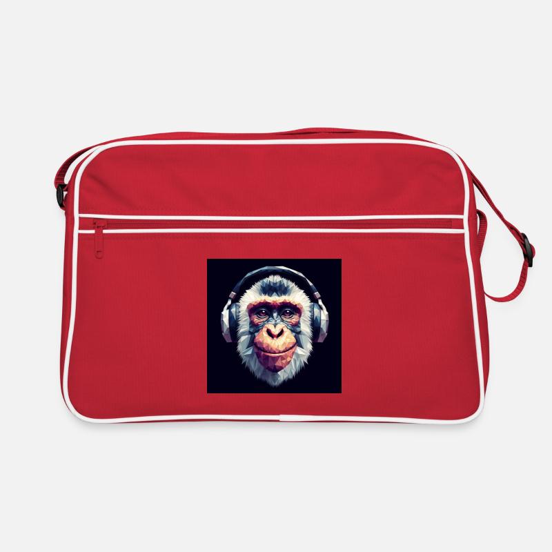 Affe mit Kopfhörer Retro Tasche