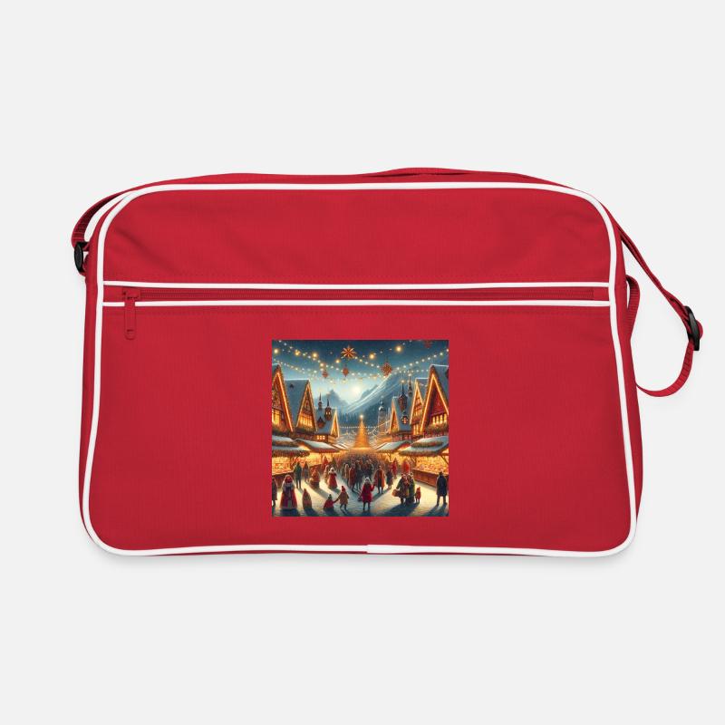 Ein gemütlicher Weihnachtsmarkt Retro Tasche