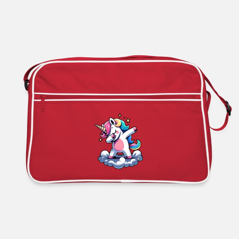 Danse de la Licorne Arc-en-ciel - Sac Retro - rouge/blanc