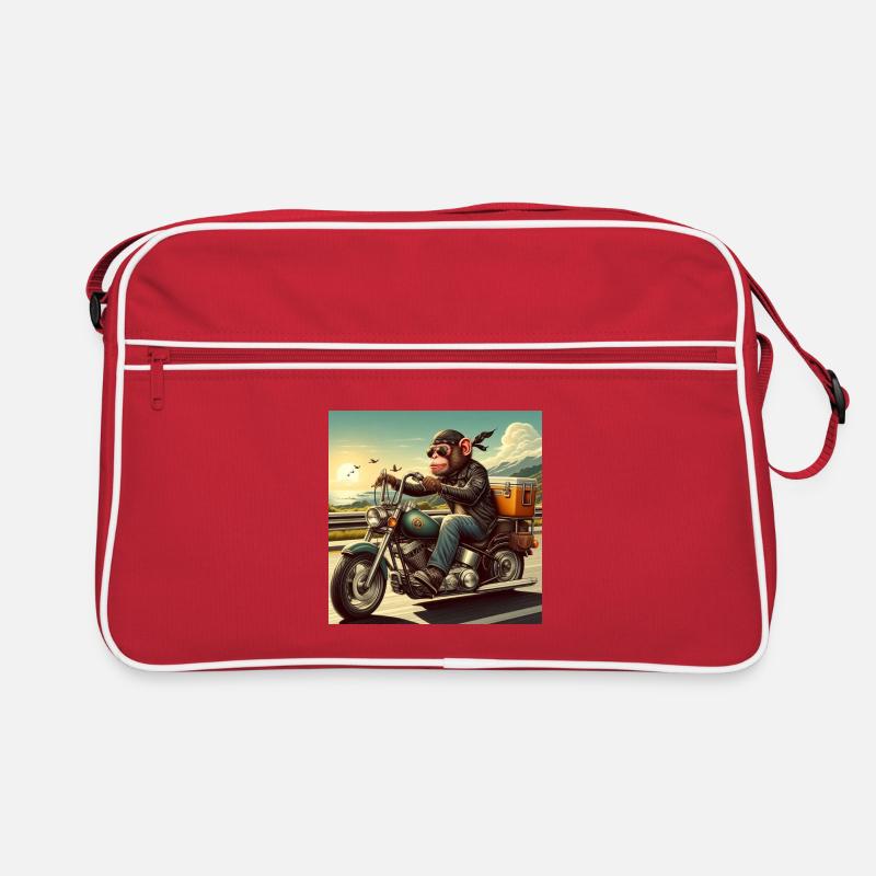 Affe auf Motorrad Retro Tasche