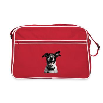 Playful Pup Portrait - Retro Bag - red/white - Front
