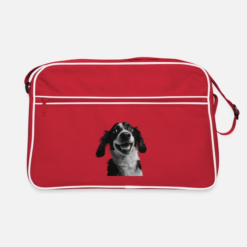 Schwarz Weisser Hund Retro Tasche