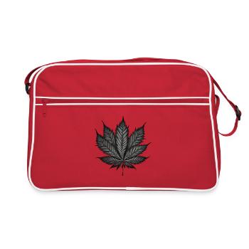 Monochrome Cannabis Leaf on Black - Retro Bag - red/white - Front