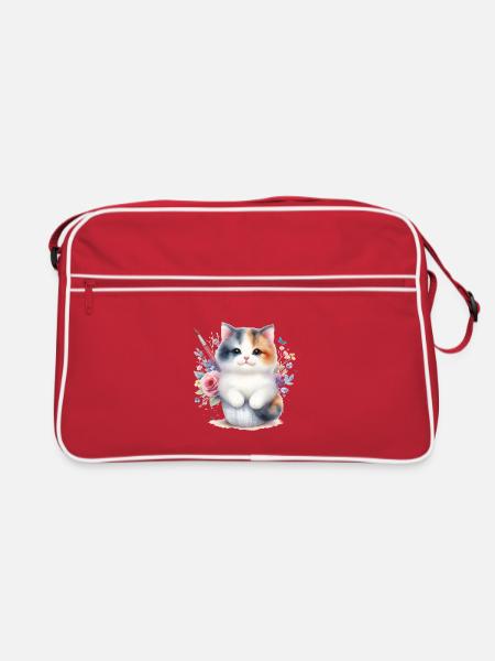 Cute Cat - Retro Bag - red/white - Front