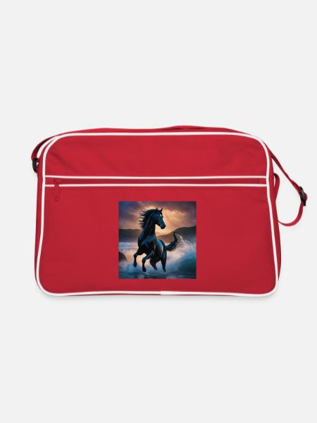 Pferd - Retro Tasche - Rot/Weiß - Vorne