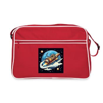 Vol de fusée dans l’espace - Sac Retro - rouge/blanc - Devant