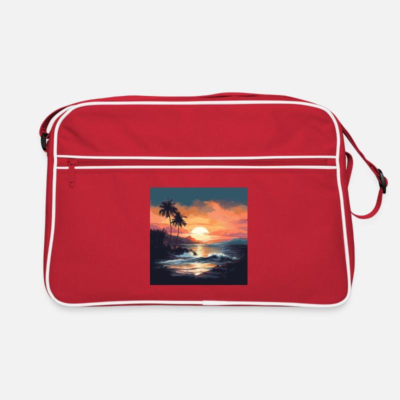 Tropical sunset on the beach Retro Bag