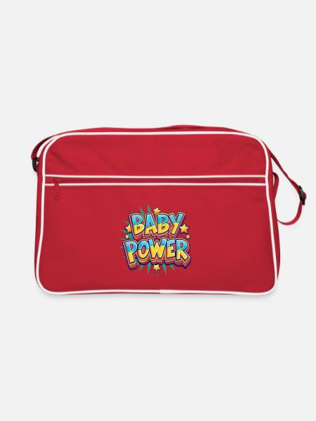 Baby Power Comic Style Design - Retro Tasche - Rot/Weiß - Vorne