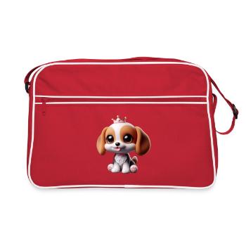 Motif de chien ludique avec couronne - Sac Retro - rouge/blanc - Devant