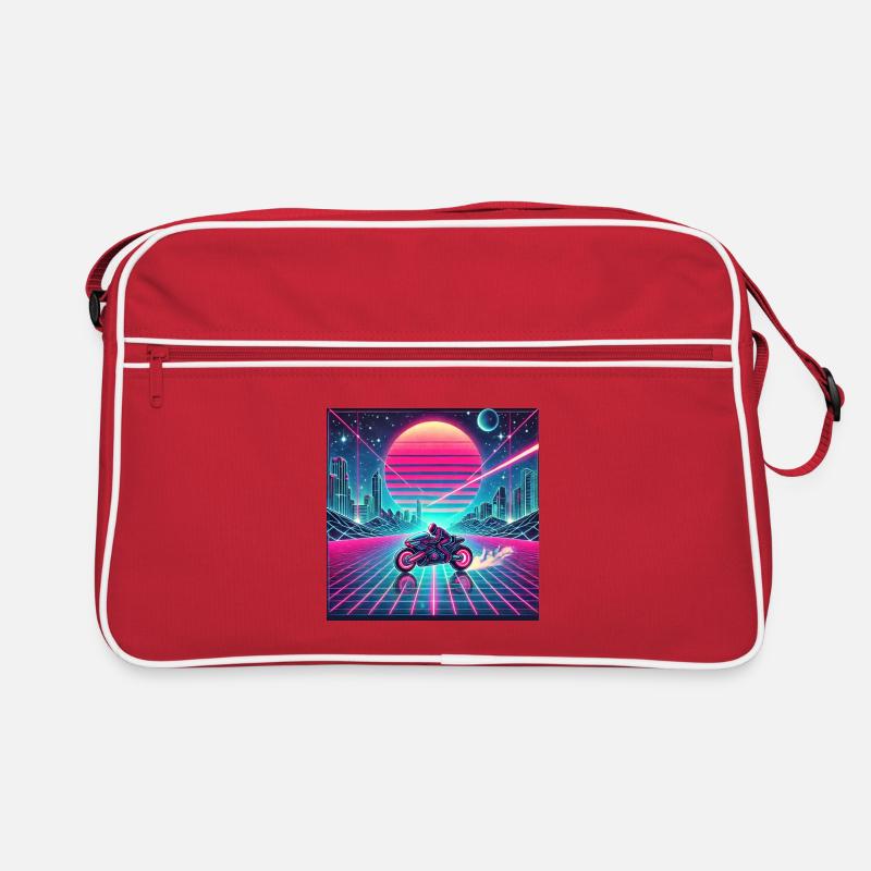 Neon Grid Odyssey – La synthwave rencontre l’héritage de Tron - Sac Retro - rouge/blanc