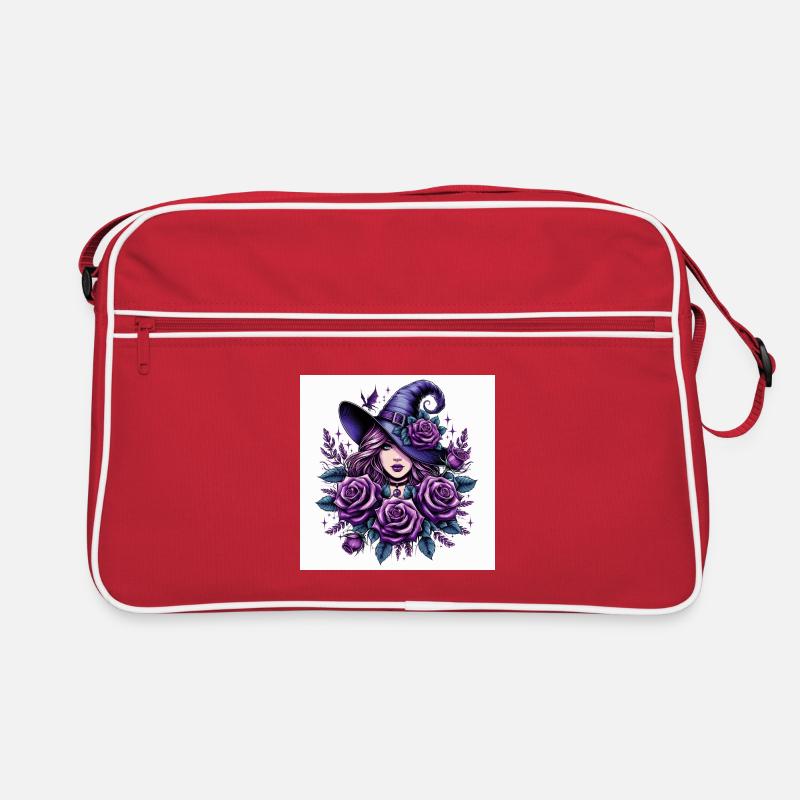 Hexe mit violett Rosen Retro Tasche