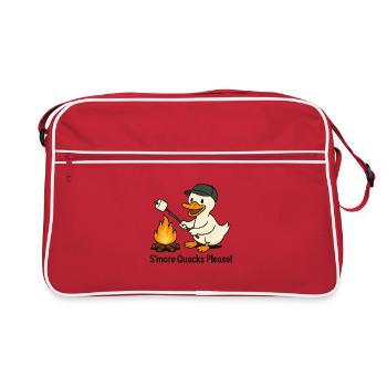 S’more Quacks Please! – Camping Ente - Retro Tasche - Rot/Weiß - Vorne
