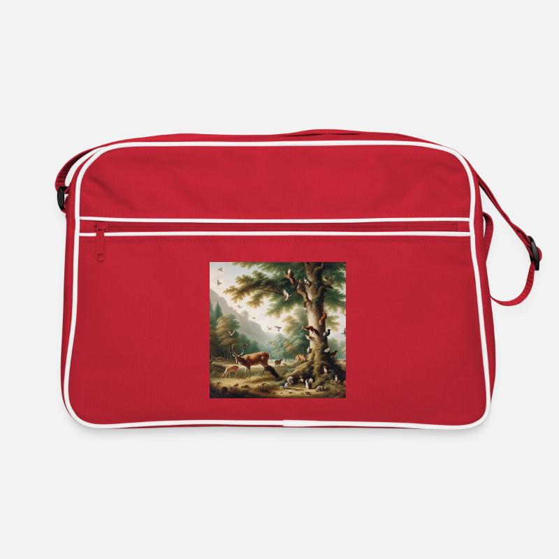 Forest scene with deer and nature Retro Bag