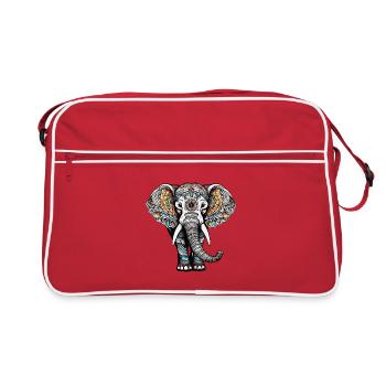 Colorful elephant in tattoo style - Retro Bag - red/white - Front